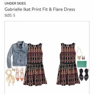 Ikat print fit and flare dress